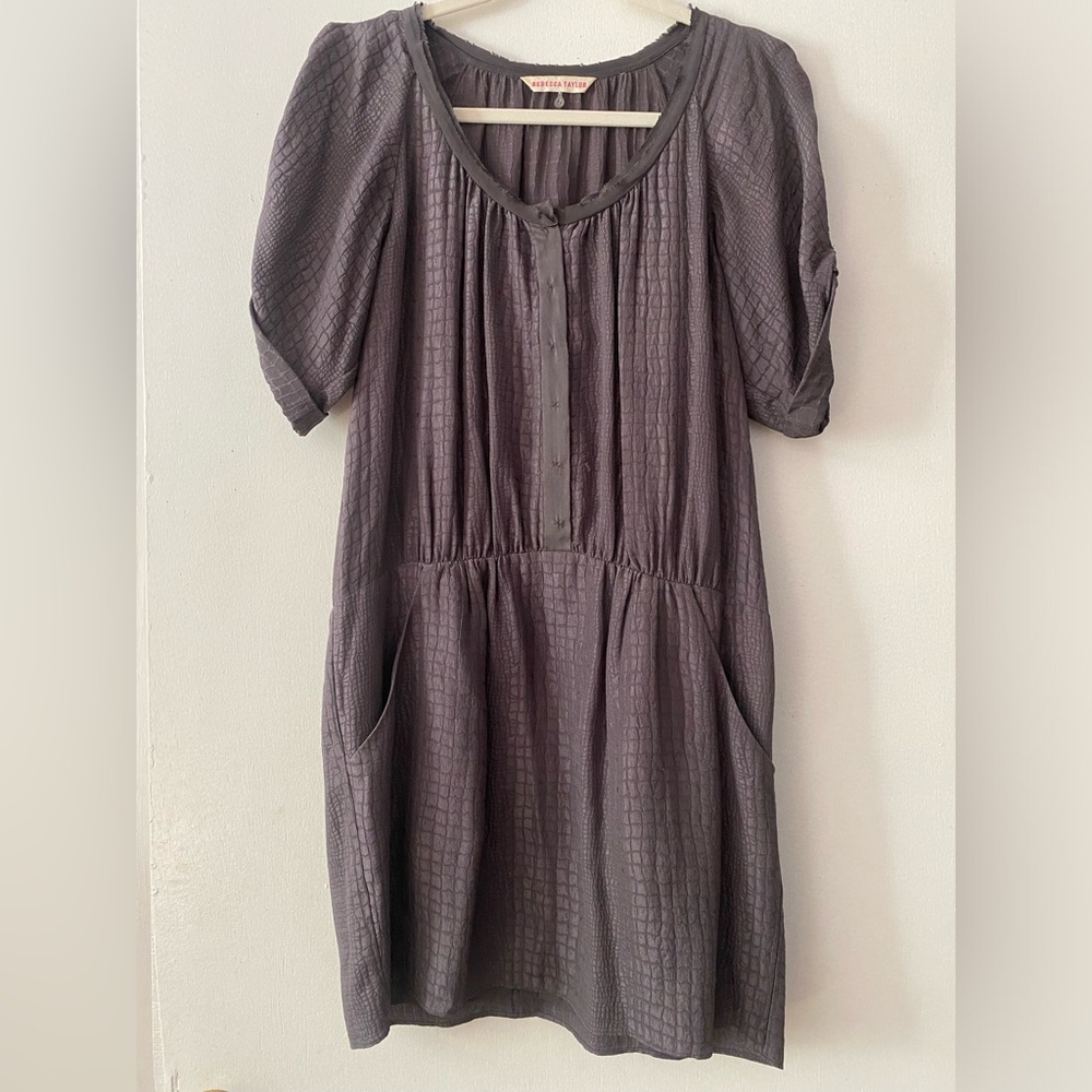 Rebecca Taylor Grey Silk Drop Waist Dress